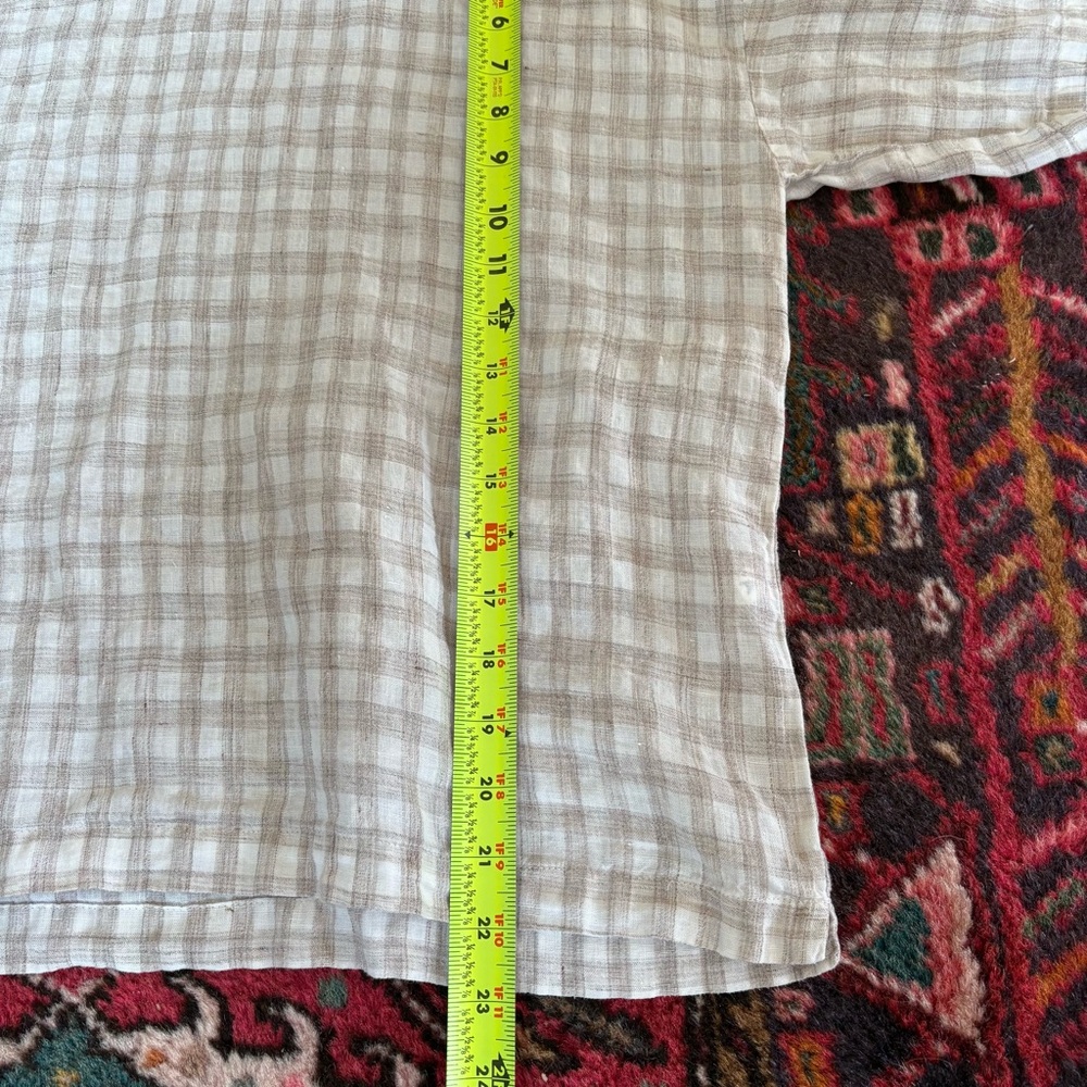 EUC Eileen fisher 100% linen gingham boxy top size medium - Picture 7 of 9